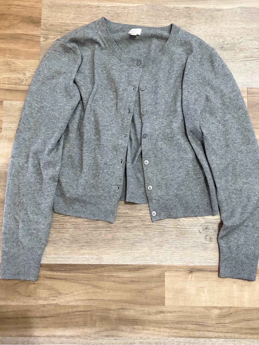 a new day Gray Button-Front Crewneck Cardigan
